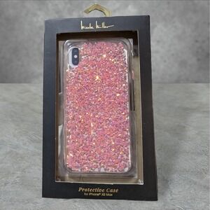 Y6. Nicole Miller Case For iPhone XS Max Pink Glitter Crystals Shimmery‎ Sparkle